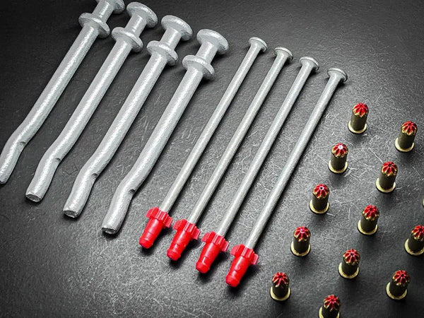 ICCONS Drive Pins, charges and strike anchors arranged in a display grid.