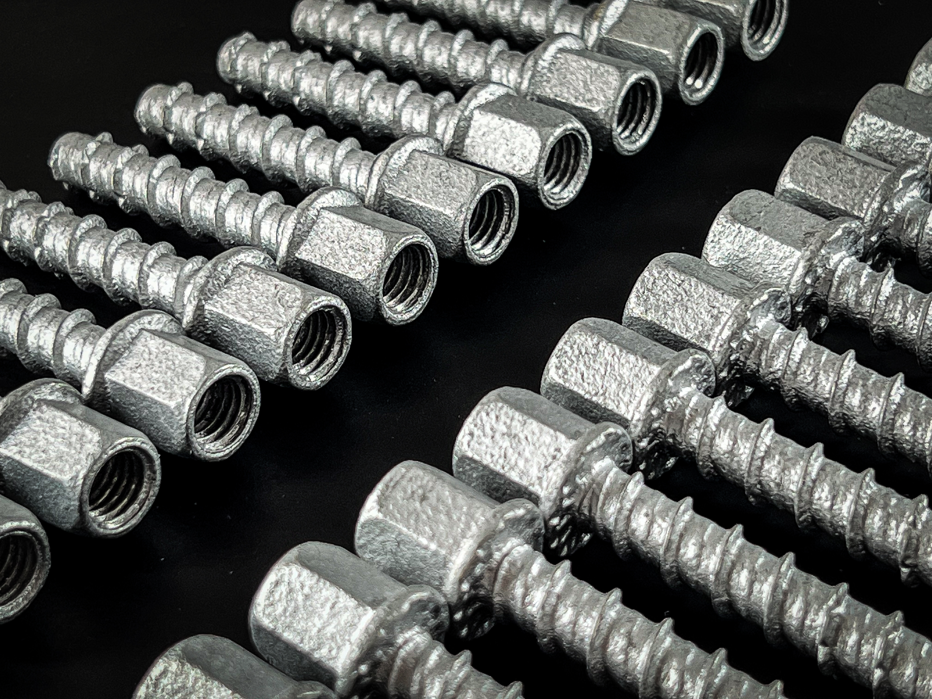 Rod Hanger fasteners arranged in two rows.