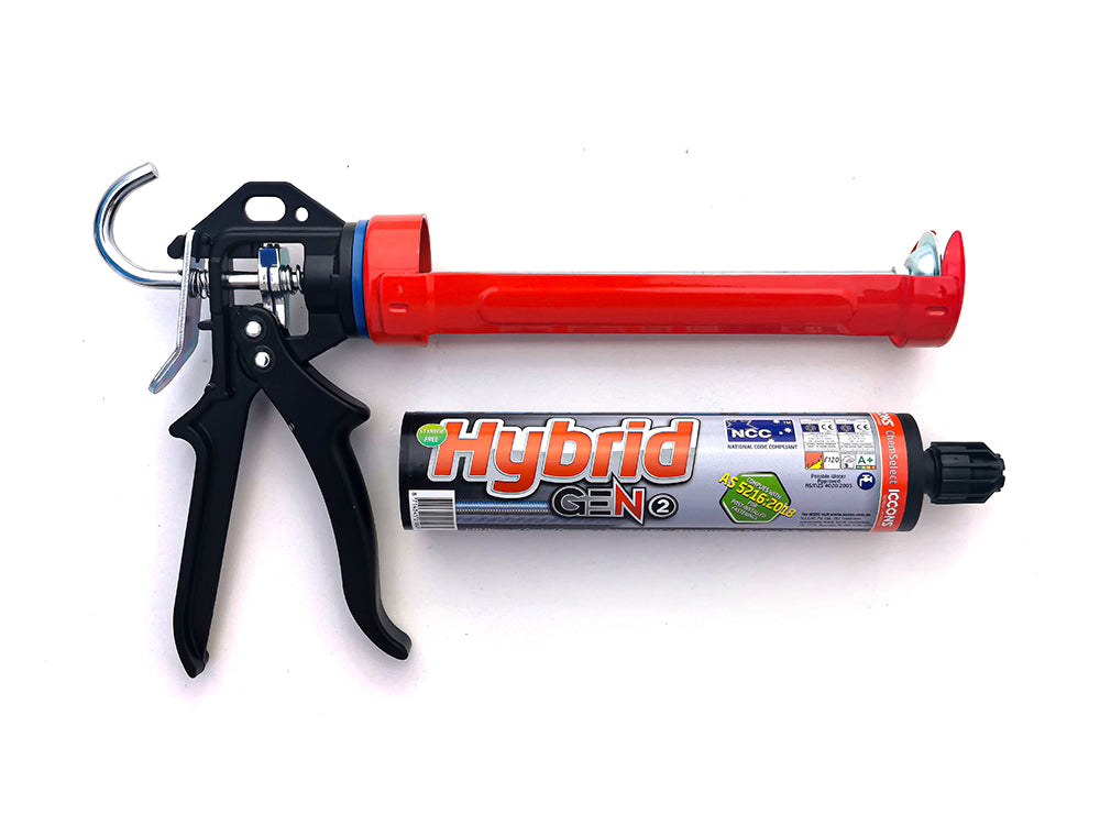 CDISP-S concrete adhesive cartridge gun with hybrid adhesive concrete anchor
