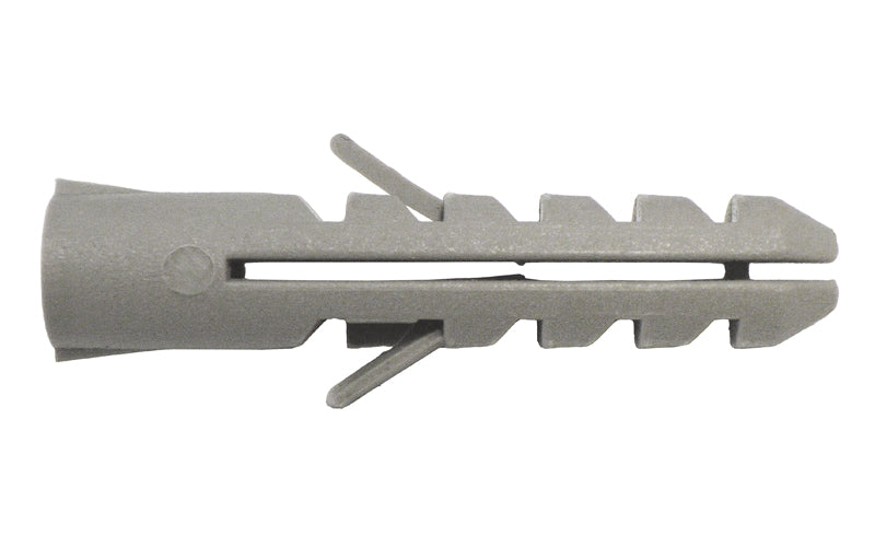 Standard grey nylon plug used with standard wood screws and chipboard screws