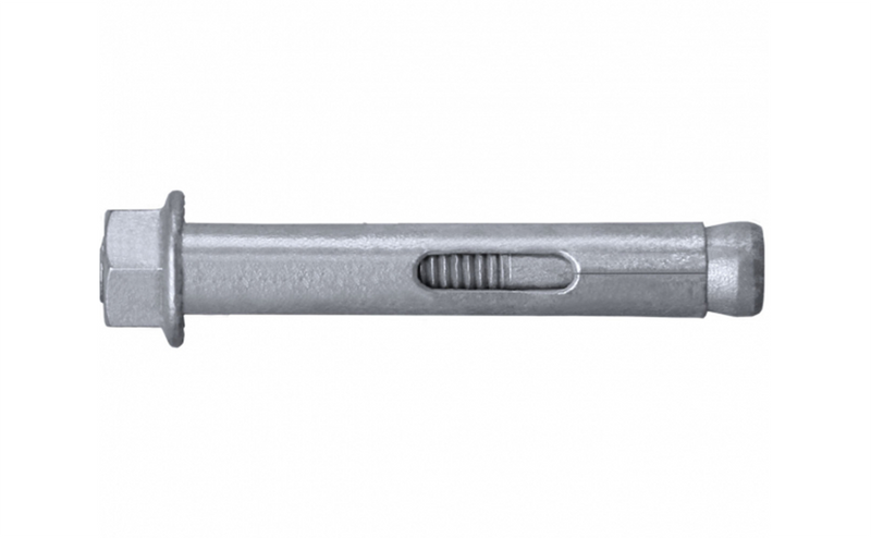 This is a hex head, galvanised sleeve anchor made for fastening to concrete - commonly known as a dynabolt