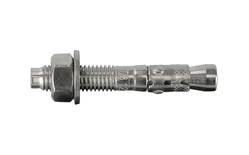 Stainless steel concrete expansion anchor known as a through bolt - commonly called a dynabolt