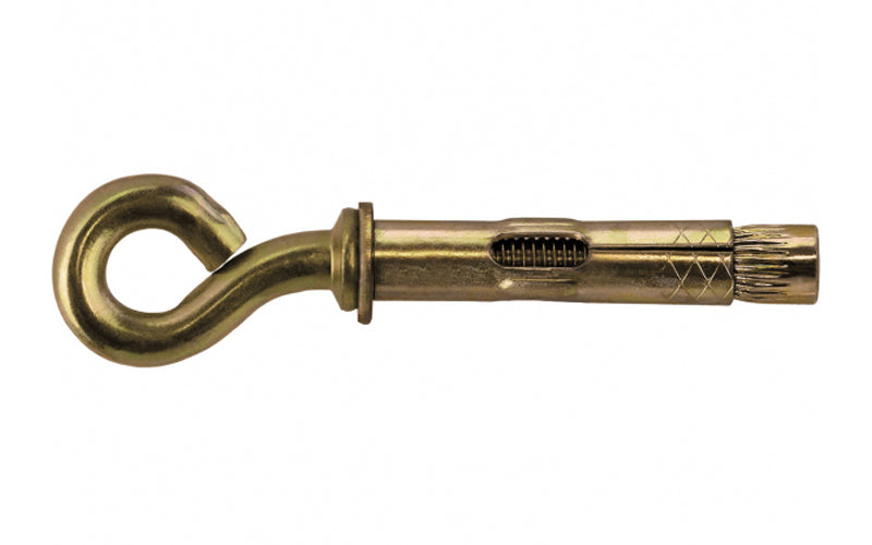 Sleeve anchor with an 8mm eye head in zinc finish.