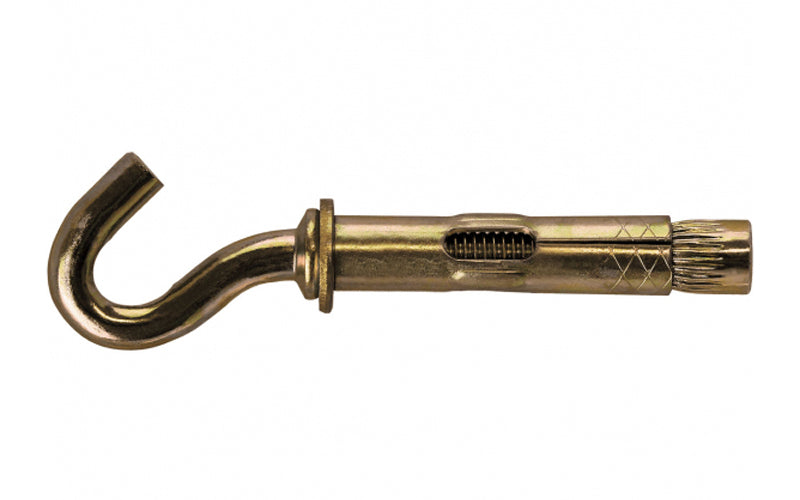 Sleeve anchor with an 8mm hook head in zinc finish.
